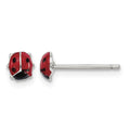 Sterling Silver Rhodium-plated Enameled Ladybug Post Earrings