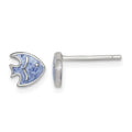 Sterling Silver Rhodium-plated Polished Blue Enameled Fish Post Earrings
