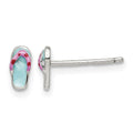 Sterling Silver Rhodium-plated Teal & Pink Enamel Flip Flop Post Earrings