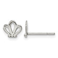 Sterling Silver Polished and Beaded Tiara Petite Post Earrings