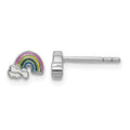 Sterling Silver RH-plated Enameled Rainbow Children's Post Earrings