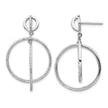 Sterling Silver Rhodium-plated CZ Circles Dangle Post Earrings