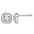 Sterling Silver Rhodium-plated CZ Post Earrings