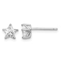 Sterling Silver Rhodium-plated 6mm CZ Star Stud Earrings