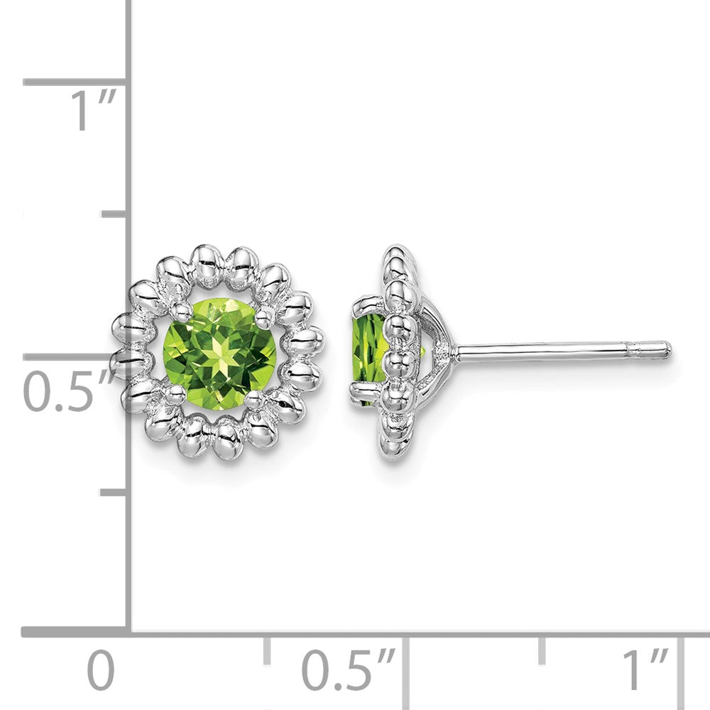 Sterling Silver Rhod-plat Peridot Earrings