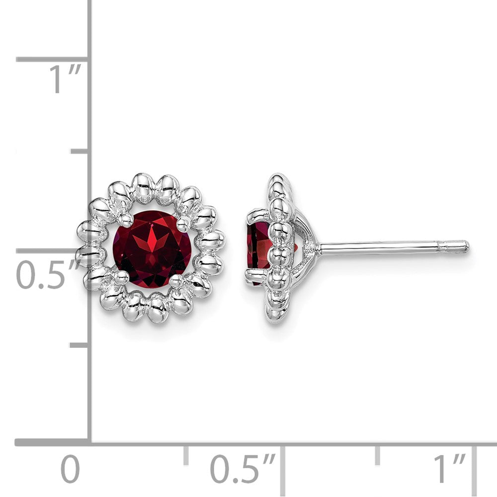 Sterling Silver Rhod-plat Garnet Earrings