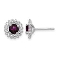 Sterling Silver Rhod-plat Rhodolite Garnet Earrings