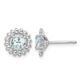 Sterling Silver Rhod-plat Aquamarine Earrings