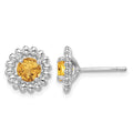 Sterling Silver Rhod-plat Citrine Earrings