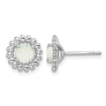 Sterling Silver Rhod-plat Milky Opal Earrings