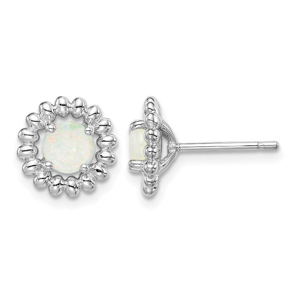 Sterling Silver Rhod-plat Milky Opal Earrings
