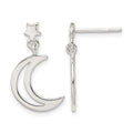 Sterling Silver Star and Moon Dangle Earrings