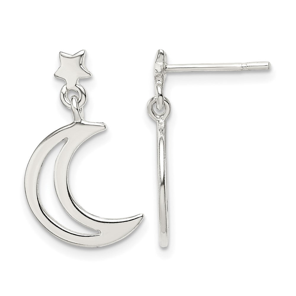Sterling Silver Star and Moon Dangle Earrings