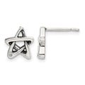 Sterling Silver CZ Antiqued Star Earrings
