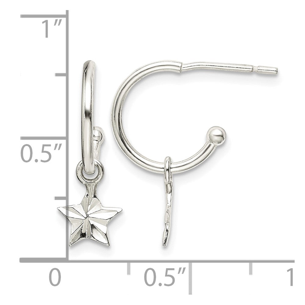 Sterling Silver Star Dangle Hoop Earrings