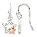 Sterling Silver and Rose-tone Star Dangle Earrings