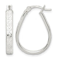 Sterling Silver Patterned 3mm Teardrop Hoop Earrings