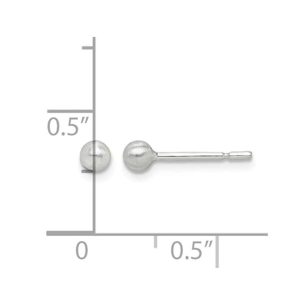 Sterling Silver Brushed 3mm Ball Post Earrings