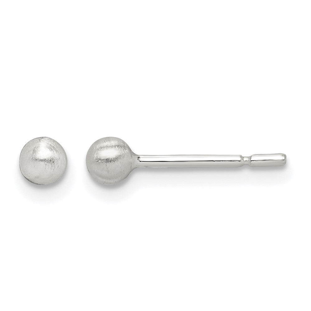 Sterling Silver Brushed 3mm Ball Post Earrings
