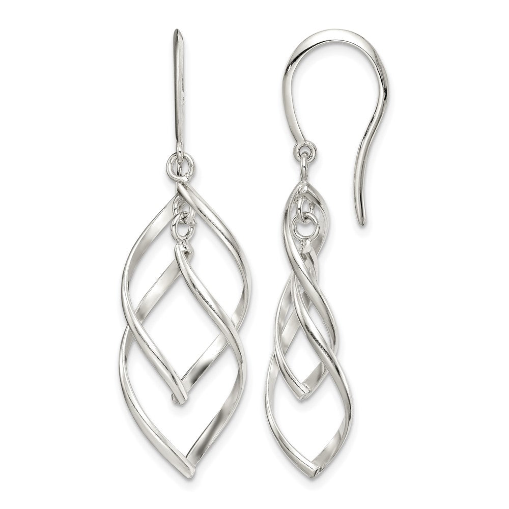 Sterling Silver Polished Fancy Twisted Dangle Earrings