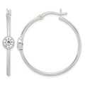 Sterling Silver CZ Polished Hoop Earrings