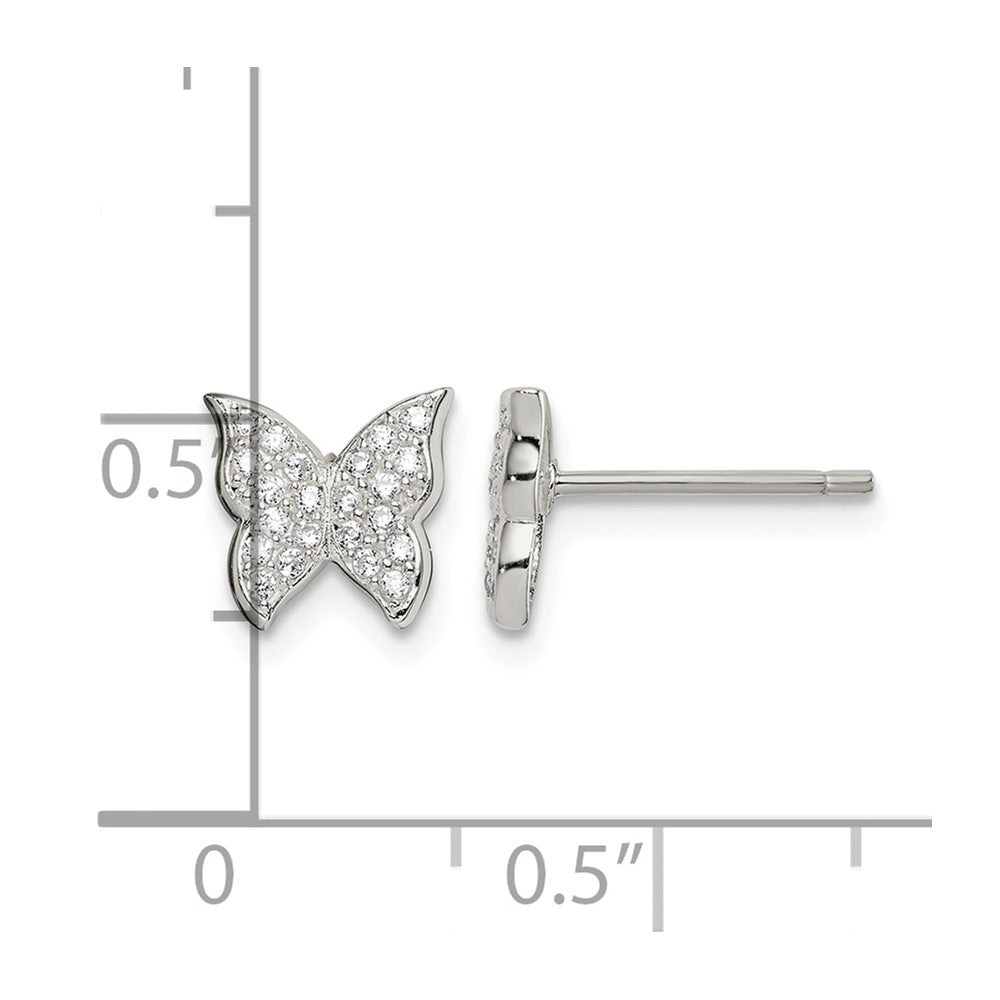 Sterling Silver CZ Butterfly Post Earrings