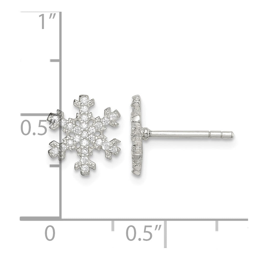 Sterling Silver CZ Snowflake Post Earrings