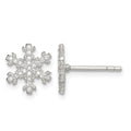 Sterling Silver CZ Snowflake Post Earrings