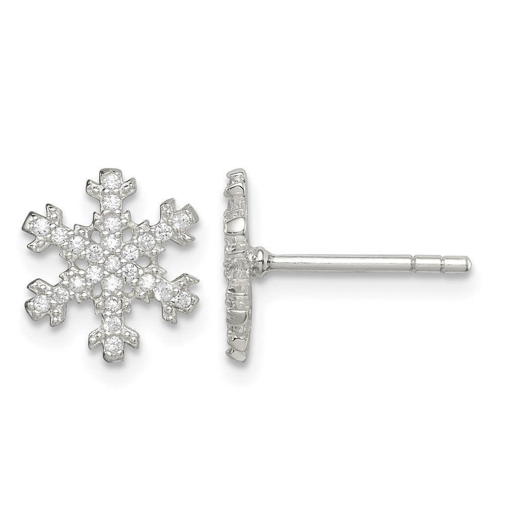 Sterling Silver CZ Snowflake Post Earrings
