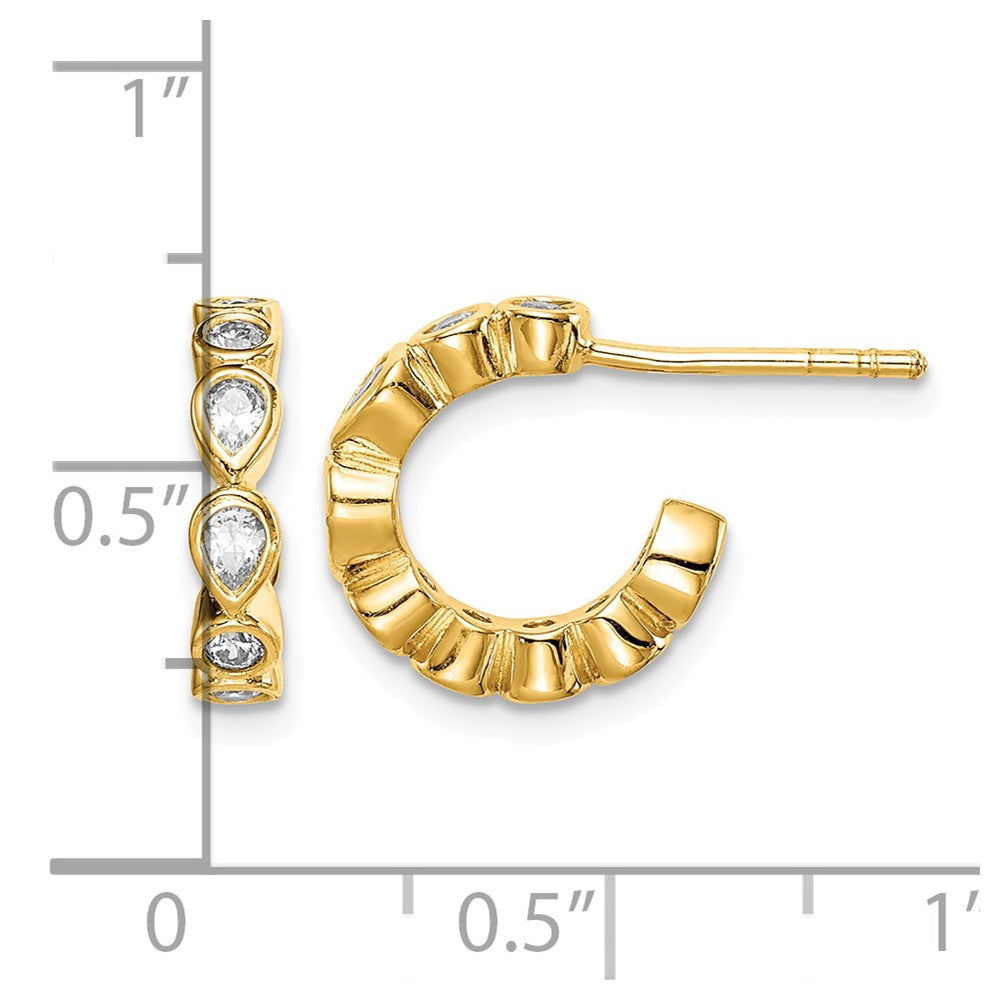 Sterling Silver Gold-tone CZ Post Hoop Earrings