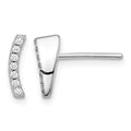 Sterling Silver Rhodium-plated Polished CZ Curved Wedge Post Earrings