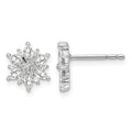 Sterling Silver Rhodium-plated Polished CZ Snowflake Post Earrings