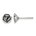 Sterling Silver Oxidized Flower Post Earrings