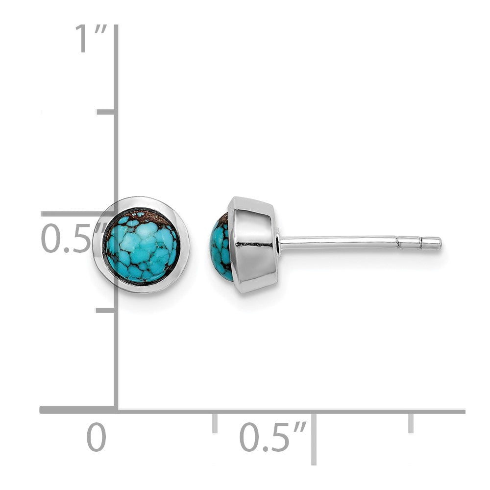 Sterling Silver Round Turquoise Post Earrings