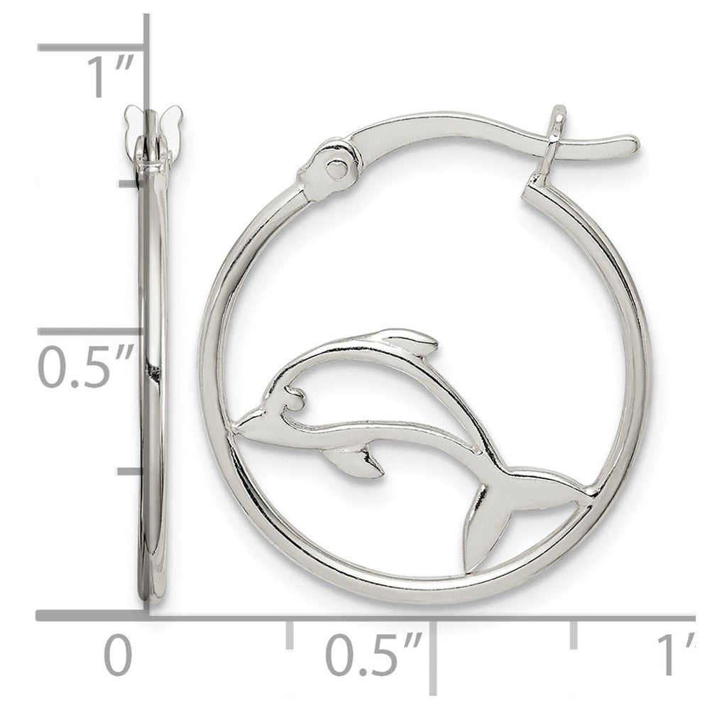 Sterling Silver Polished Dolphin Hoop Earrings