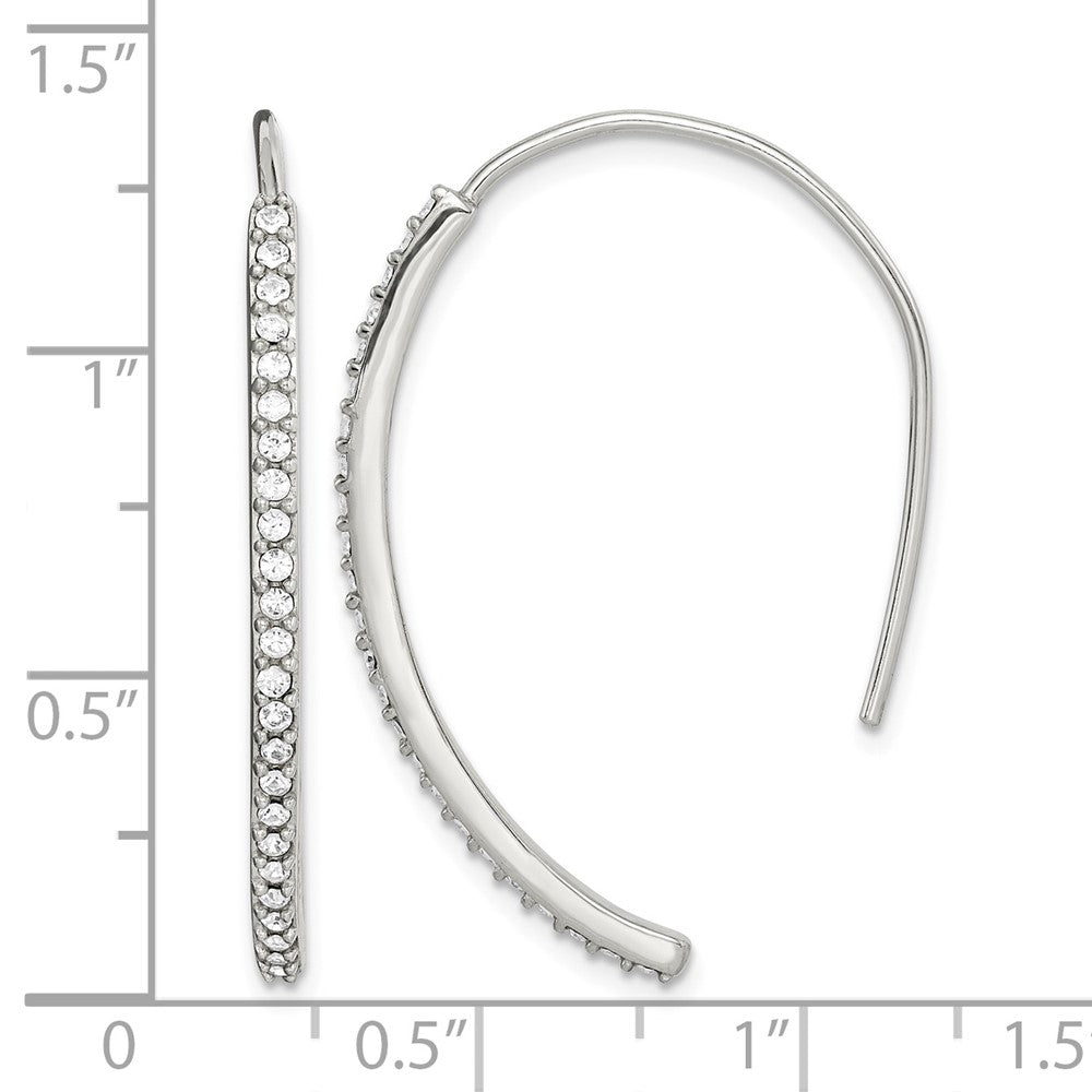 Sterling Silver Rhodium-plated Crystal Threader Dangle Earrings