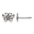 Sterling Silver Oxidized Butterfly Post Earrings