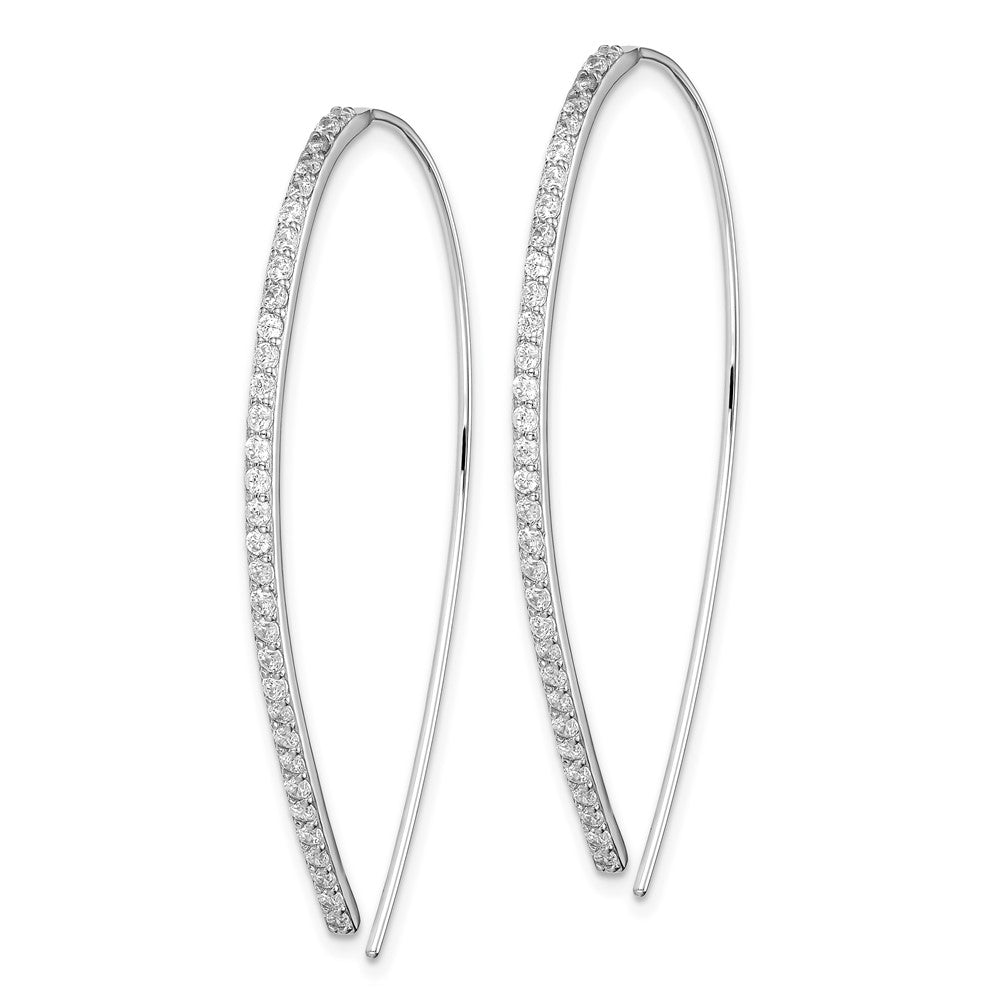 Sterling Silver Rhodium Plated CZ Dangle Earrings