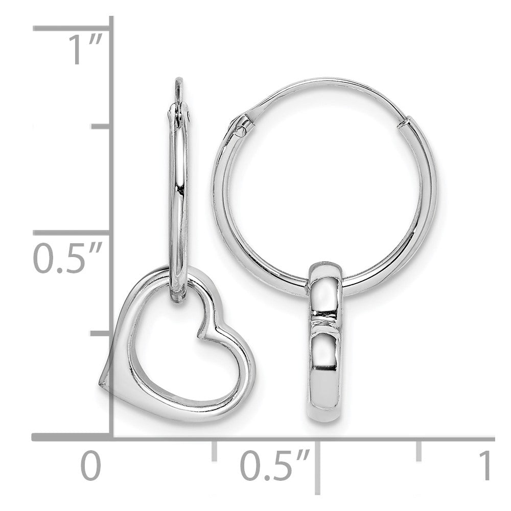 Sterling Silver Rhodium-plated Heart Hoop Earring