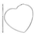Sterling Silver Rhodium-Plated 2mm Heart Hoop Earrings