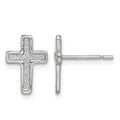 Sterling Silver Polished Glitter Infused Latin Cross Post Earrings