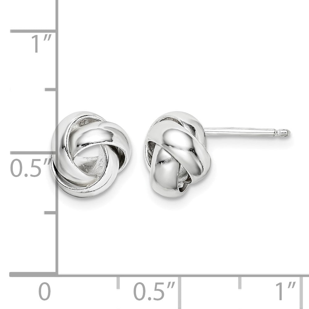 Sterling Silver Rhodium-plated Polished 9mm Love Knot Post Earrings