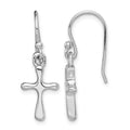 Sterling Silver Rhodium-plated Polished Cross Dangle Earrings