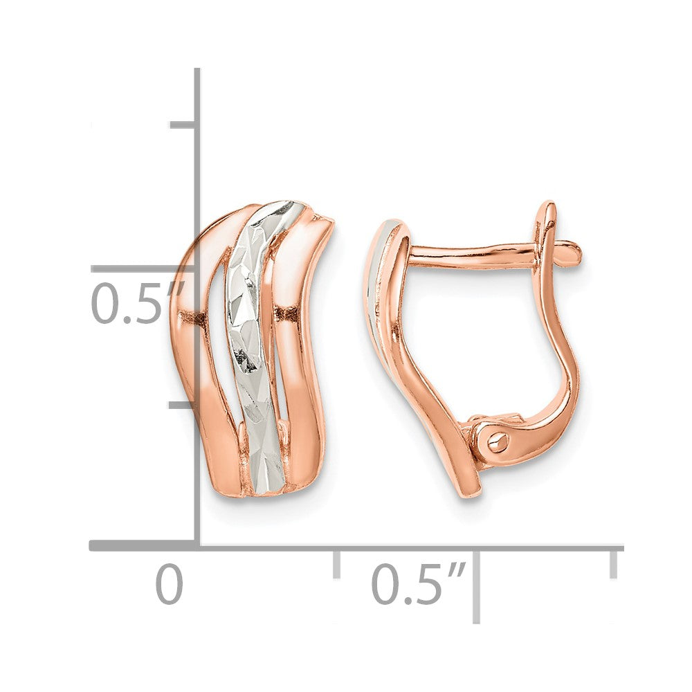 Sterling Silver Flash Rose Gold-plated and Diamond Cut Hoop Earrings