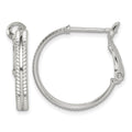 Sterling Silver Milgrain 2x20mm Omega Back Round Hoop Earrings