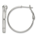 Sterling Silver Milgrain 2.25x25mm Omega Back Round Hoop Earrings