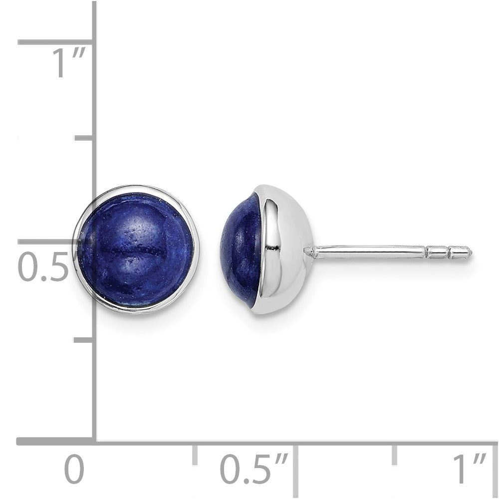 Sterling Silver Rhodium-plated 7mm Lapis Post Earrings