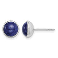 Sterling Silver Rhodium-plated 7mm Lapis Post Earrings