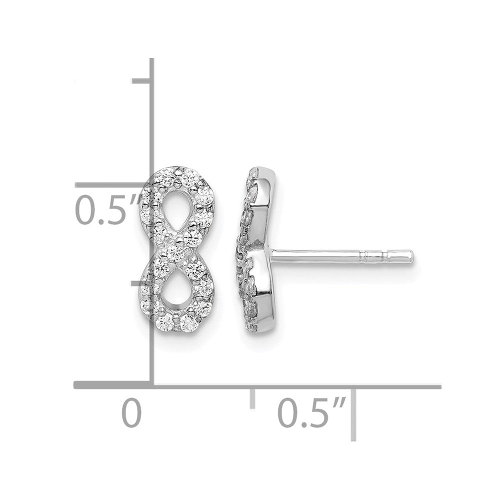Sterling Silver Rhodium-plated Polished CZ Infinity Post Earrings