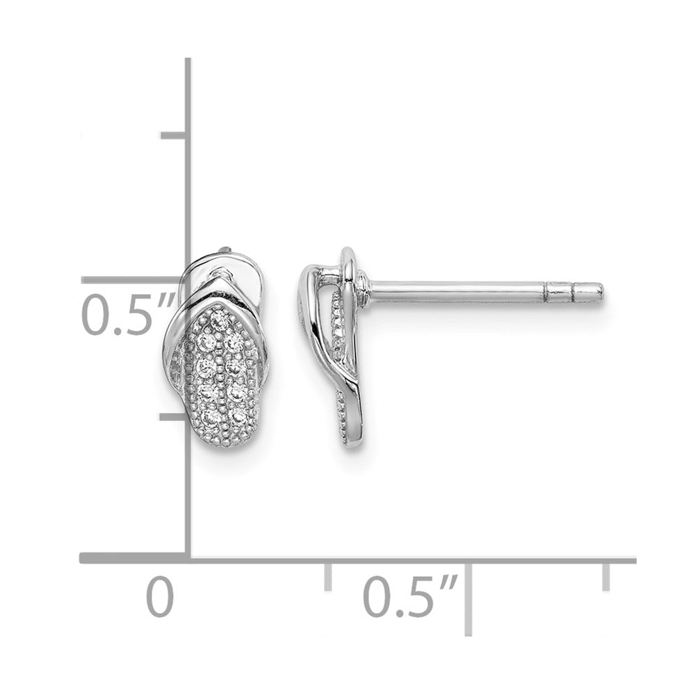 Sterling Silver Rhodium-plated CZ Flipflop Post Earrings